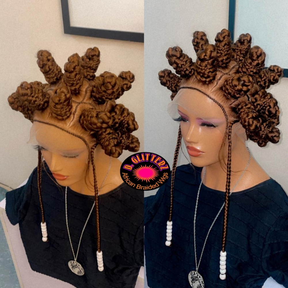BANTU KNOTS BRAIDED WIGS ON  FULL LACE CLOSURE (BLONDE AND BLACK)